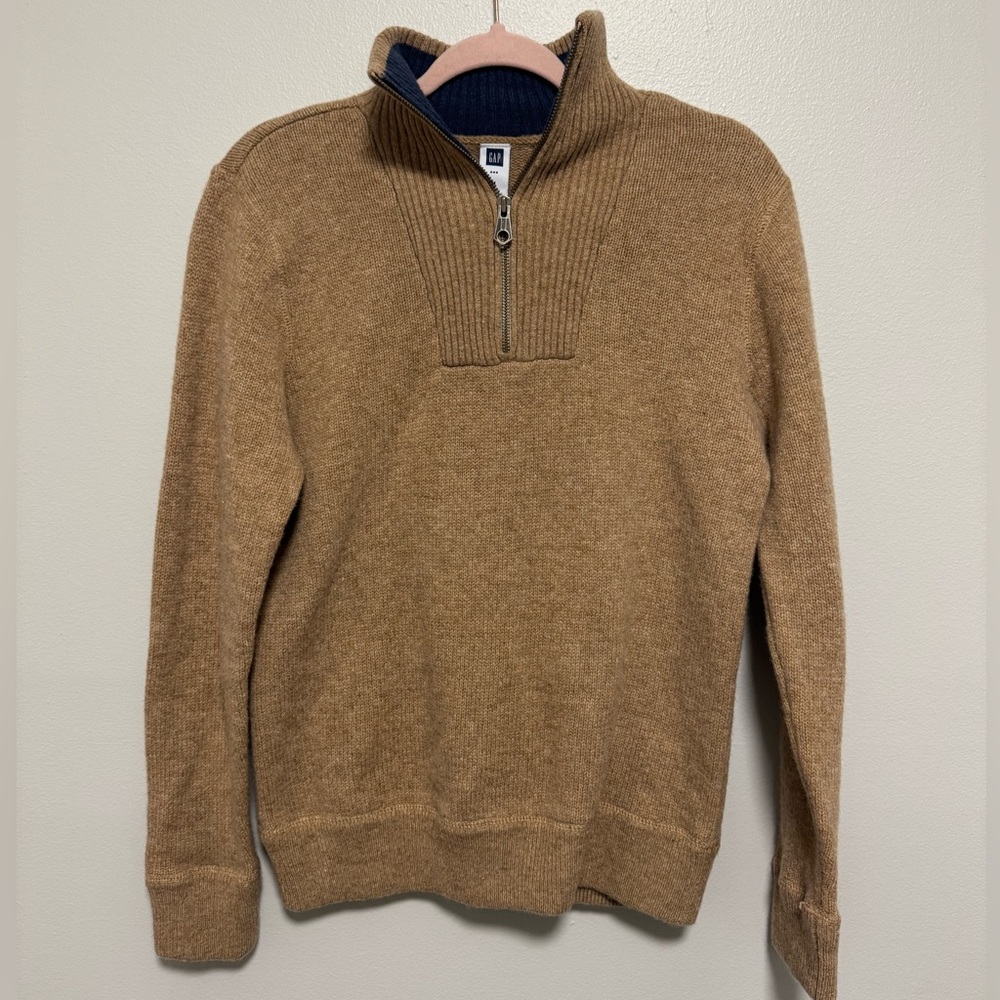 Men’s Gap Tan Lambs Wool Quarter Zip Pullover